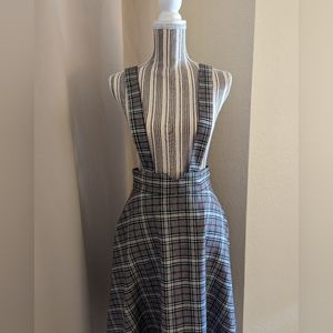 Modcloth a line plaid skirt with detachable suspenders